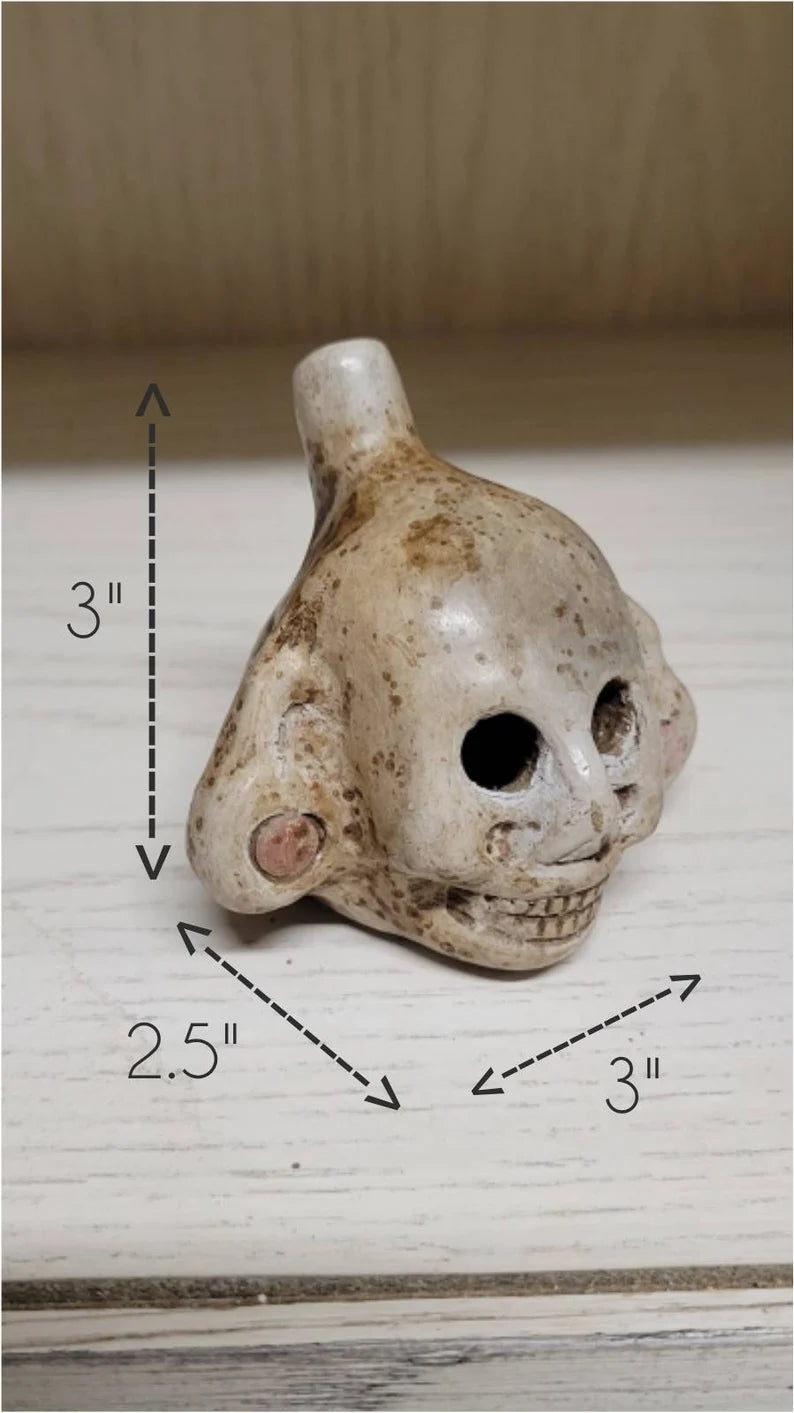 Death Whistle, LOUD, Skull, Small Penacho, Hand Crafted