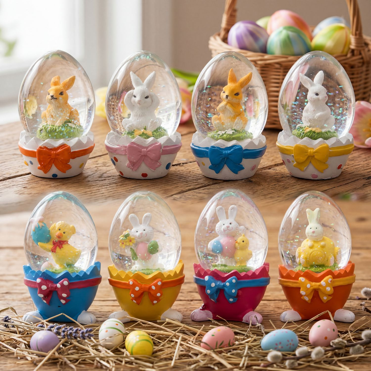 Easter Bunny Egg Glass Snow Globe Decor