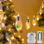 Christmas Snow Scene Bulb String Lights with Timer (7.5FT 10 LED)