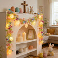 Rainbow Easter Tinsel Garland with Egg String Lights