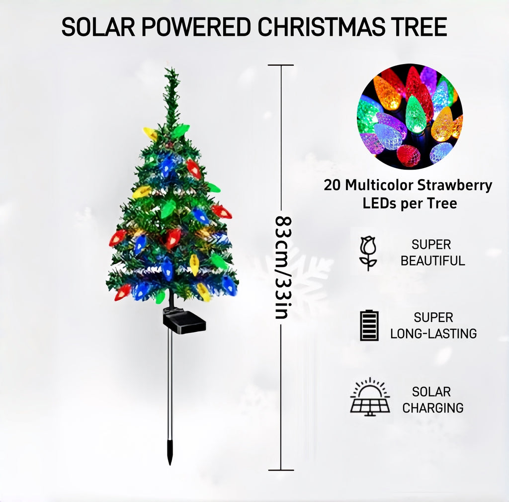 🎄Christmas 🔥Solar Powered Christmas Tree with 20 LED Strawberry Lights