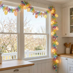 Rainbow Easter Tinsel Garland with Egg String Lights