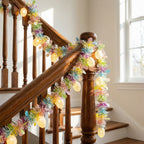 Rainbow Easter Tinsel Garland with Egg String Lights