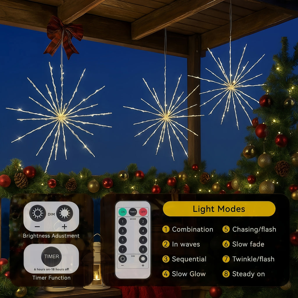 🎄Early Christmas 🔥Gold Glitter Hanging Starburst Lights