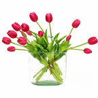 Artificial Tulips Flowers, Real Touch Latex Bouquet with Easter Sponge Bunny Vase Fillers– Spring Tabletop Decor Set