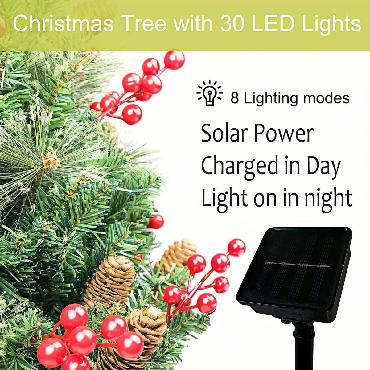 Solar Christmas Tree – 30" Pre-Lit Outdoor Pathway & Porch Tree