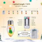 Christmas Snow Scene Bulb String Lights with Timer (7.5FT 10 LED)