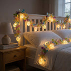 Rainbow Easter Tinsel Garland with Egg String Lights