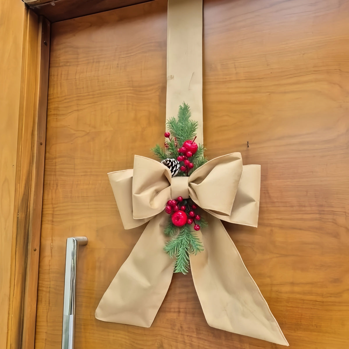 🎄Early Christmas 🔥Christmas Gold Velvet Bow Ribbon with Holiday Greenery & Berries