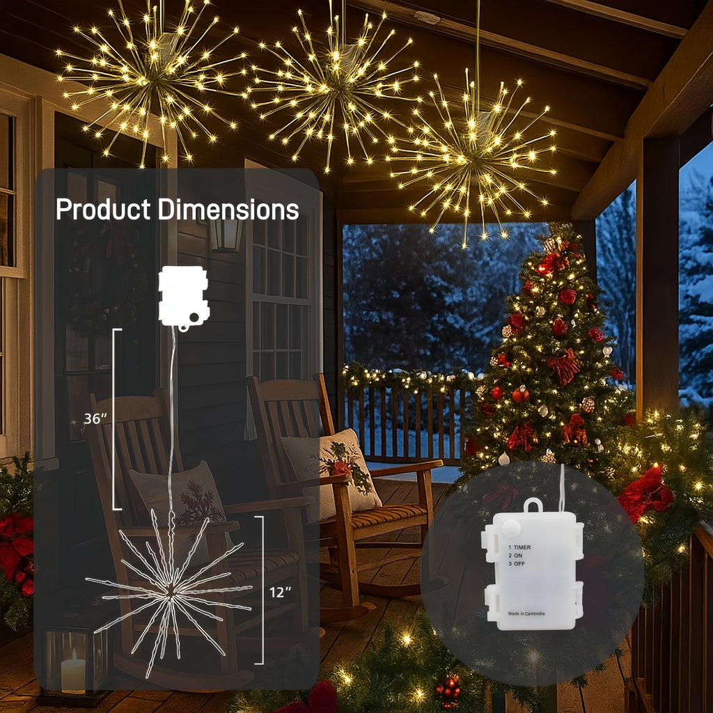 🎄Early Christmas 🔥Gold Glitter Hanging Starburst Lights
