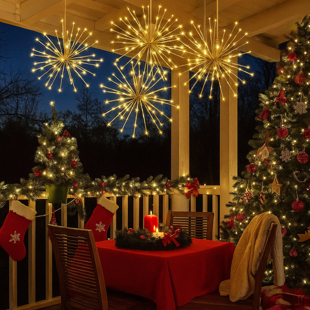 🎄Early Christmas 🔥Gold Glitter Hanging Starburst Lights