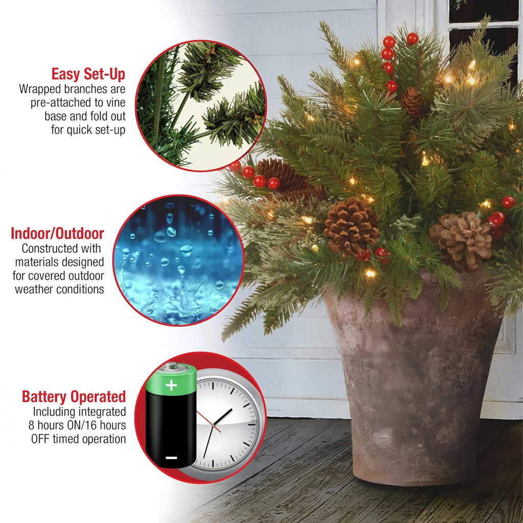 🎄Christmas On Sale🔥'Feel Real' Pre-lit Artificial Christmas Urn Filler