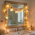 Rainbow Easter Tinsel Garland with Egg String Lights