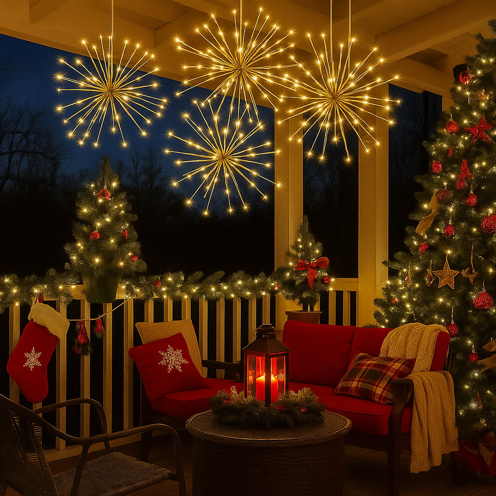🎄Early Christmas 🔥Gold Glitter Hanging Starburst Lights