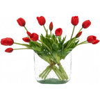 Artificial Tulips Flowers, Real Touch Latex Bouquet with Easter Sponge Bunny Vase Fillers– Spring Tabletop Decor Set