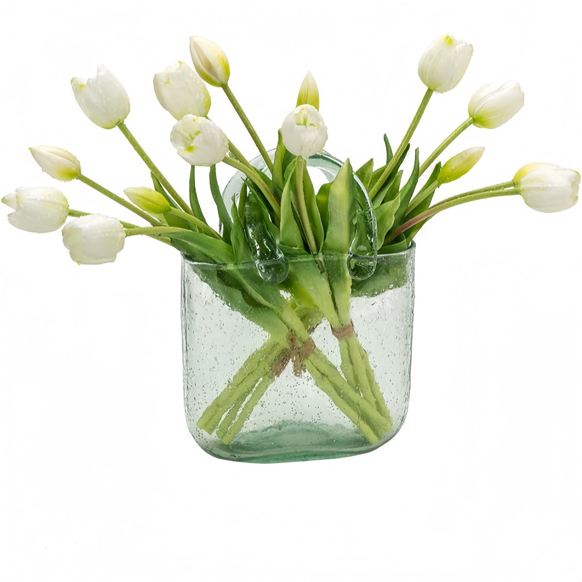 Artificial Tulips Flowers, Real Touch Latex Bouquet with Easter Sponge Bunny Vase Fillers– Spring Tabletop Decor Set