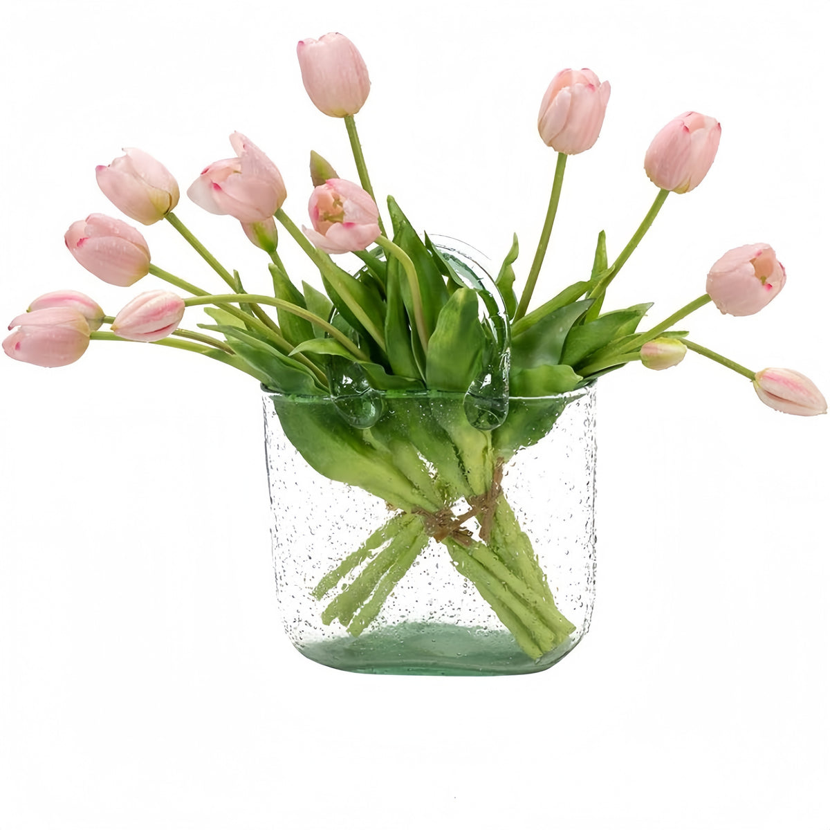 Artificial Tulips Flowers, Real Touch Latex Bouquet with Easter Sponge Bunny Vase Fillers– Spring Tabletop Decor Set