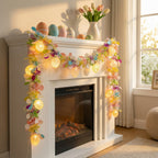Rainbow Easter Tinsel Garland with Egg String Lights