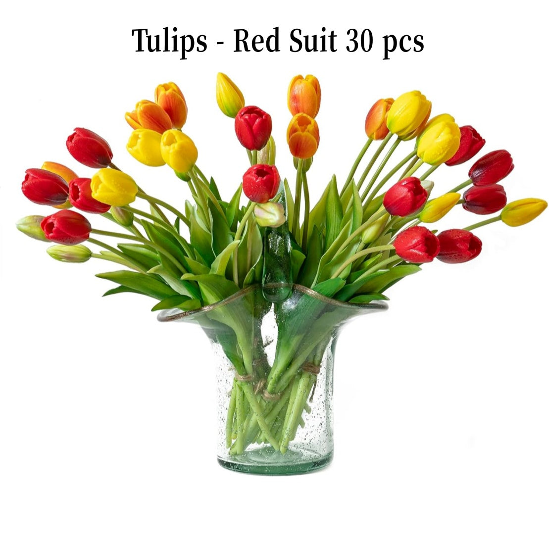 Artificial Tulips Flowers, Real Touch Latex Bouquet with Easter Sponge Bunny Vase Fillers– Spring Tabletop Decor Set