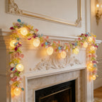Rainbow Easter Tinsel Garland with Egg String Lights