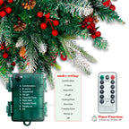 24"Pre-Lit Artificial Xmas Pine Tree with Red Berries, Cones and Metal Tripod Stake