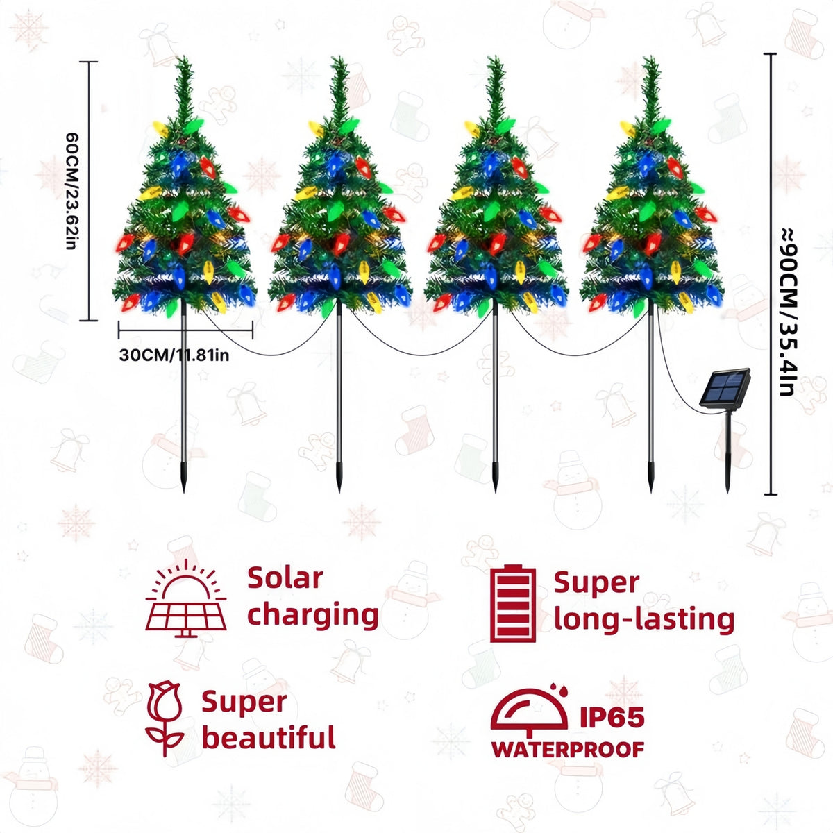 🎄Christmas 🔥Solar Powered Christmas Tree with 20 LED Strawberry Lights