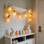 Rainbow Easter Tinsel Garland with Egg String Lights