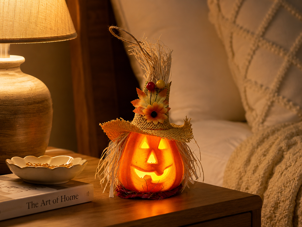 Lighted Pumpkin Scarecrow Décor