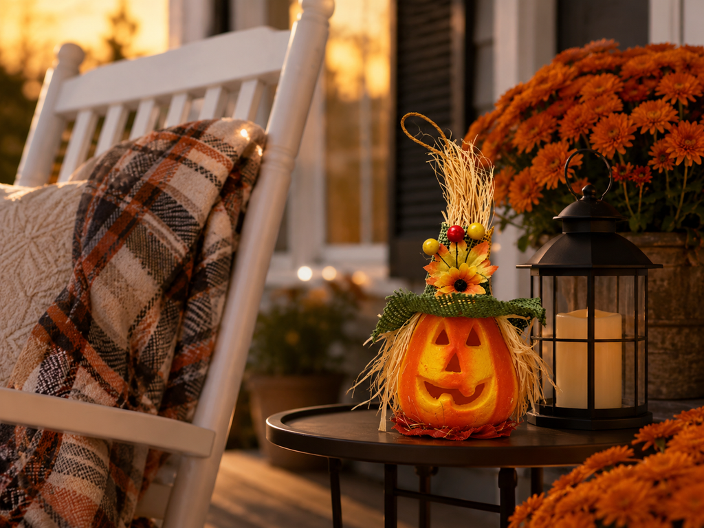 Lighted Pumpkin Scarecrow Décor