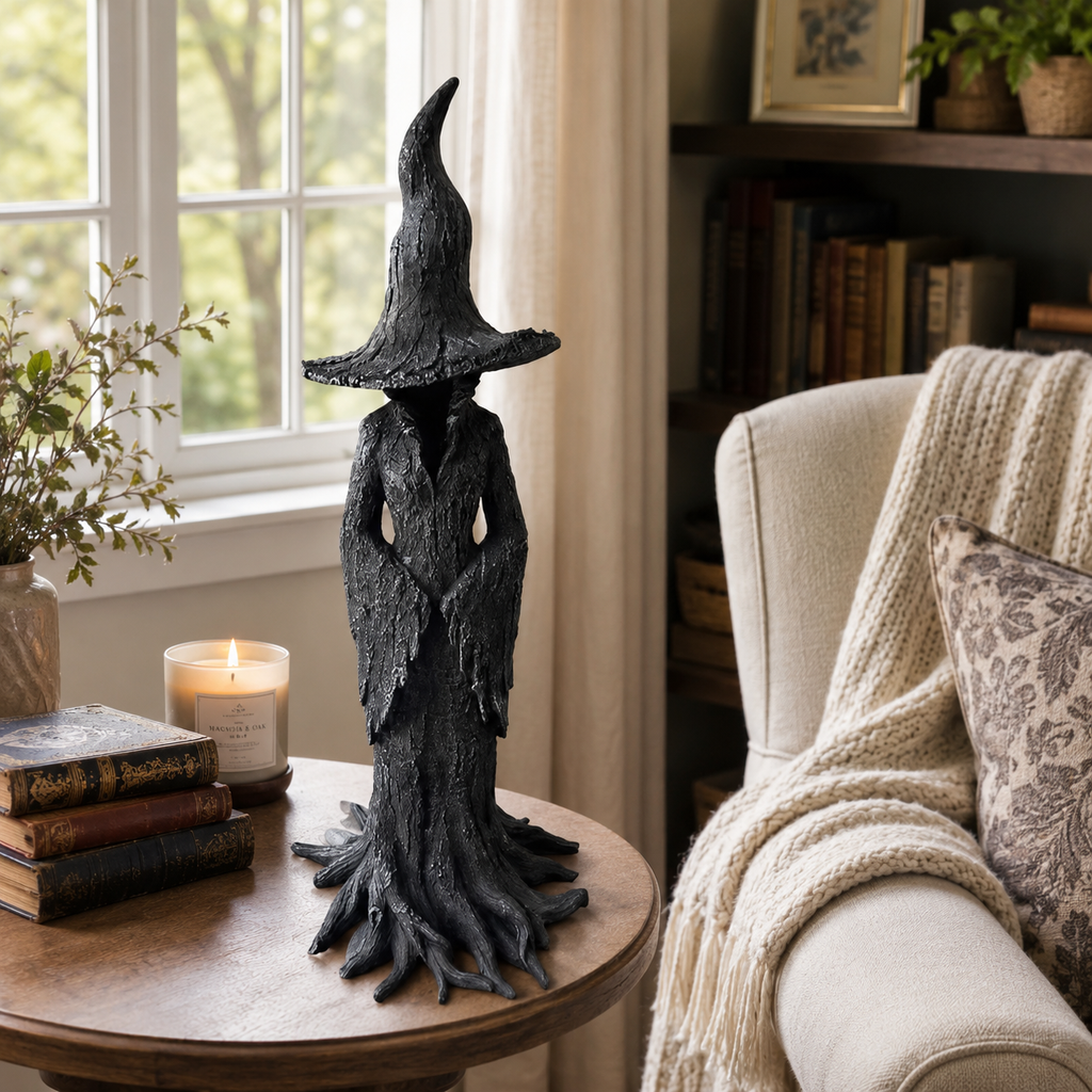 Black Witch Root Statue Tabletop Decor