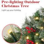 Pre-lit Artificial Xmas Tree with Cones & Red Berries