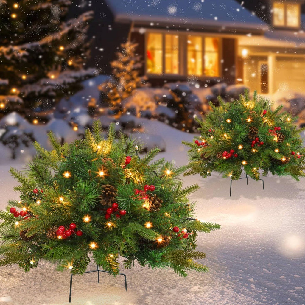 Pre-lit Artificial Xmas Tree with Cones & Red Berries